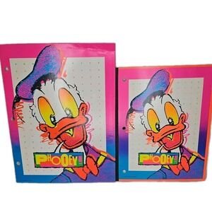 Vtg MEAD Donald Duck 3 Ring Folder & Writing Tablet 1980's Disney Stationary Rar